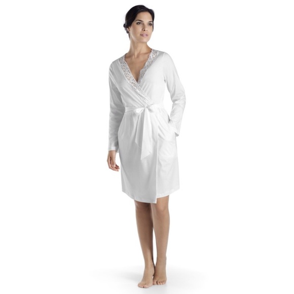 Hanro Moments Short Wrap Robe White Womens Size S - Picture 1 of 6